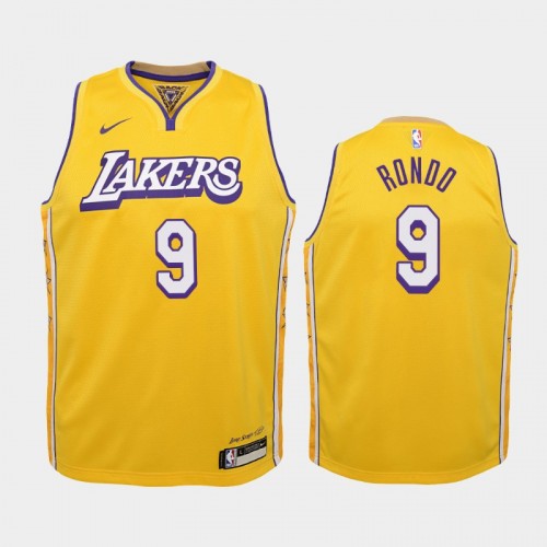 Youth Los Angeles Lakers City #9 Rajon Rondo 2019-20 Gold Jersey
