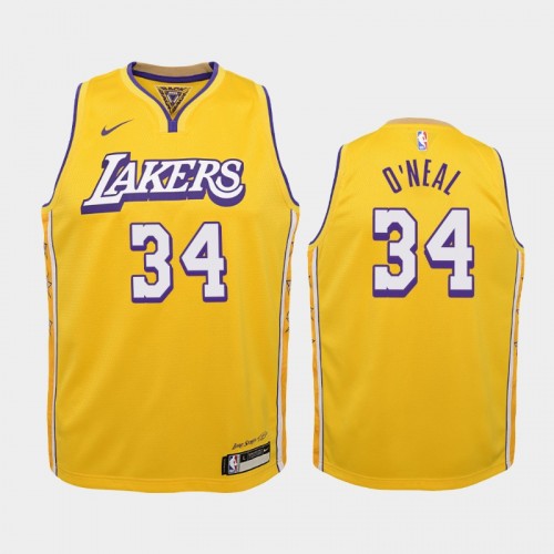 Youth Los Angeles Lakers City #34 Shaquille O'Neal 2019-20 Gold Jersey
