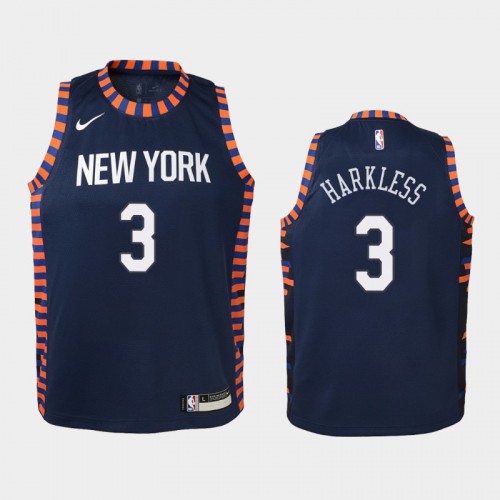 Youth New York Knicks City #3 Maurice Harkless 2019-20 Navy Jersey