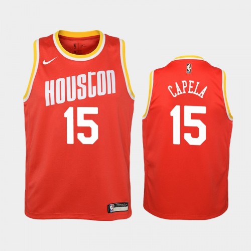 Youth Houston Rockets Clint Capela #15 Red Hardwood Classics Jersey