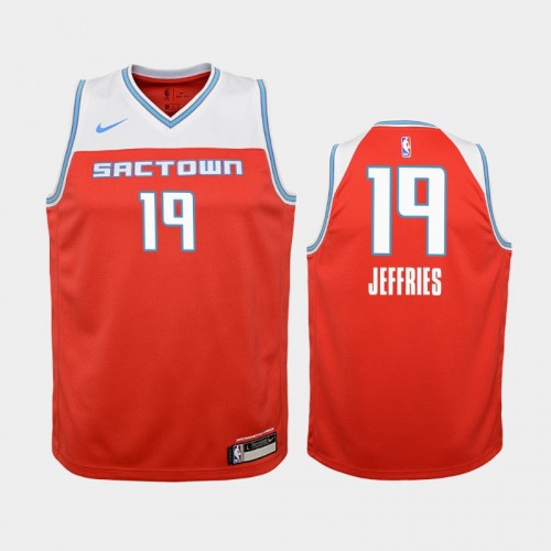 Youth Sacramento Kings City #19 DaQuan Jeffries 2019-20 Red Jersey