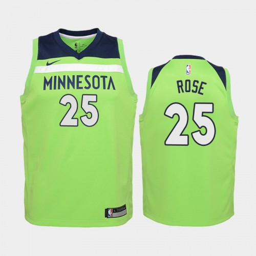Youth Minnesota Timberwolves Statement #25 Derrick Rose Green 2019 season Jersey