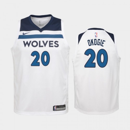 Youth Minnesota Timberwolves Association #20 Josh Okogie White 2019 season Jersey