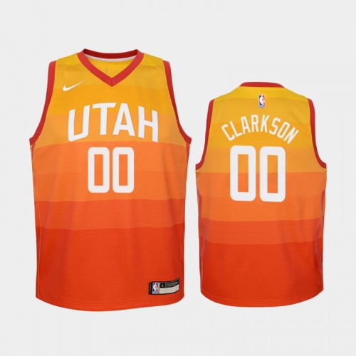 Youth Utah Jazz City #00 Jordan Clarkson 2019-20 Orange Jersey