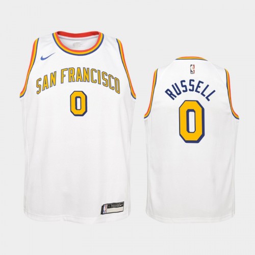Youth Golden State Warriors Hardwood Classics #0 D'Angelo Russell White Jersey