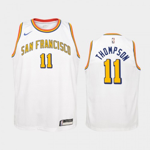 Youth Golden State Warriors Hardwood Classics #11 Klay Thompson White Jersey