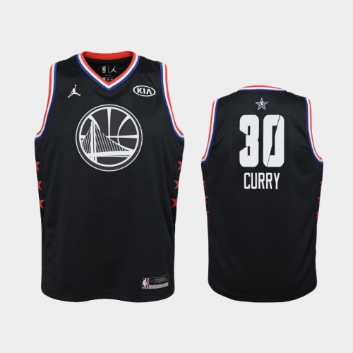 Youth Golden State Warriors 2019 All-Star #30 Stephen Curry Black Jersey
