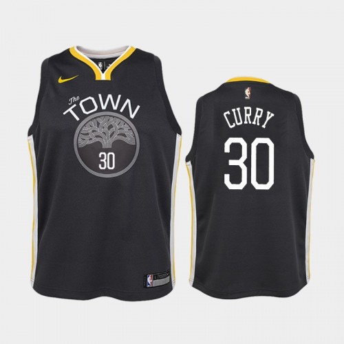 Youth Golden State Warriors Stephen Curry #30 Black Statement Jersey