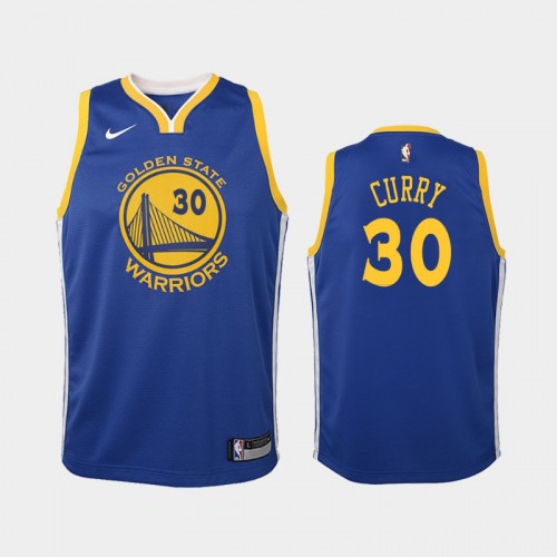Youth Golden State Warriors Icon #30 Stephen Curry Blue 2019 season Jersey